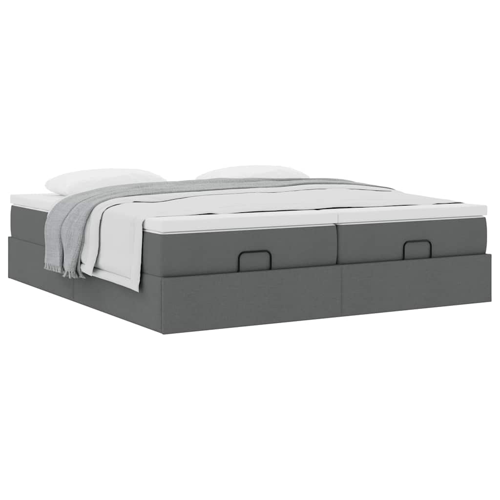 vidaXL Ottoman-Bett mit Matratzen Dunkelgrau 160x200 cm Stoff