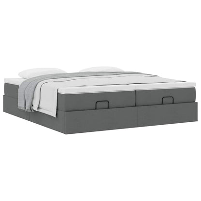 vidaXL Ottoman-Bett mit Matratzen Dunkelgrau 160x200 cm Stoff