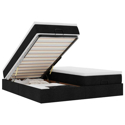 Ottoman-Bett mit Matratzen Schwarz 160x200 cm Stoff