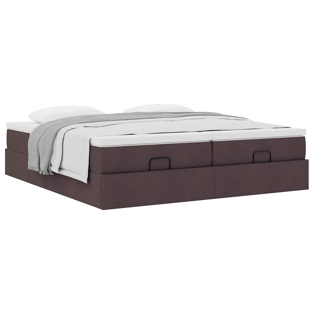 vidaXL Ottoman-Bett mit Matratzen Dunkelbraun 160x200 cm Stoff