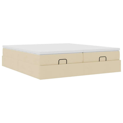 vidaXL Ottoman-Bett mit Matratzen Creme 160x200 cm Stoff