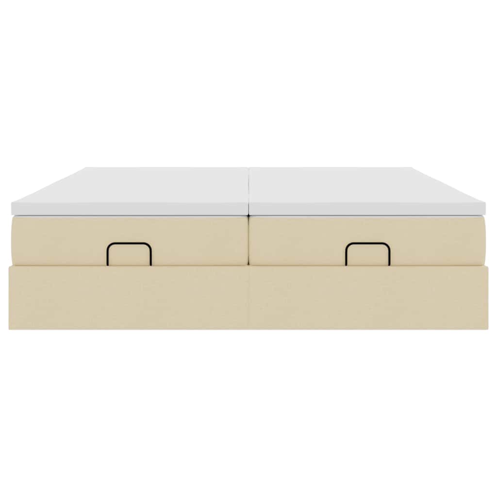 vidaXL Ottoman-Bett mit Matratzen Creme 160x200 cm Stoff