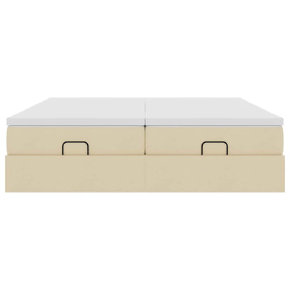 vidaXL Ottoman-Bett mit Matratzen Creme 160x200 cm Stoff