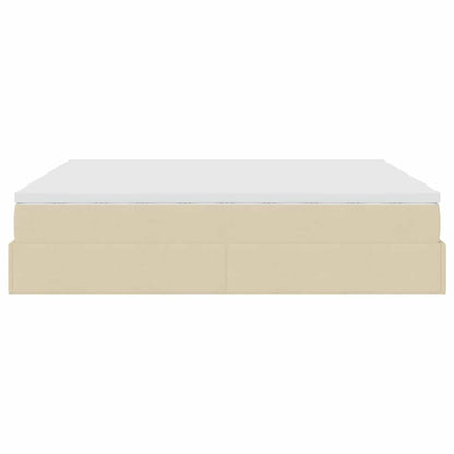 vidaXL Ottoman-Bett mit Matratzen Creme 160x200 cm Stoff