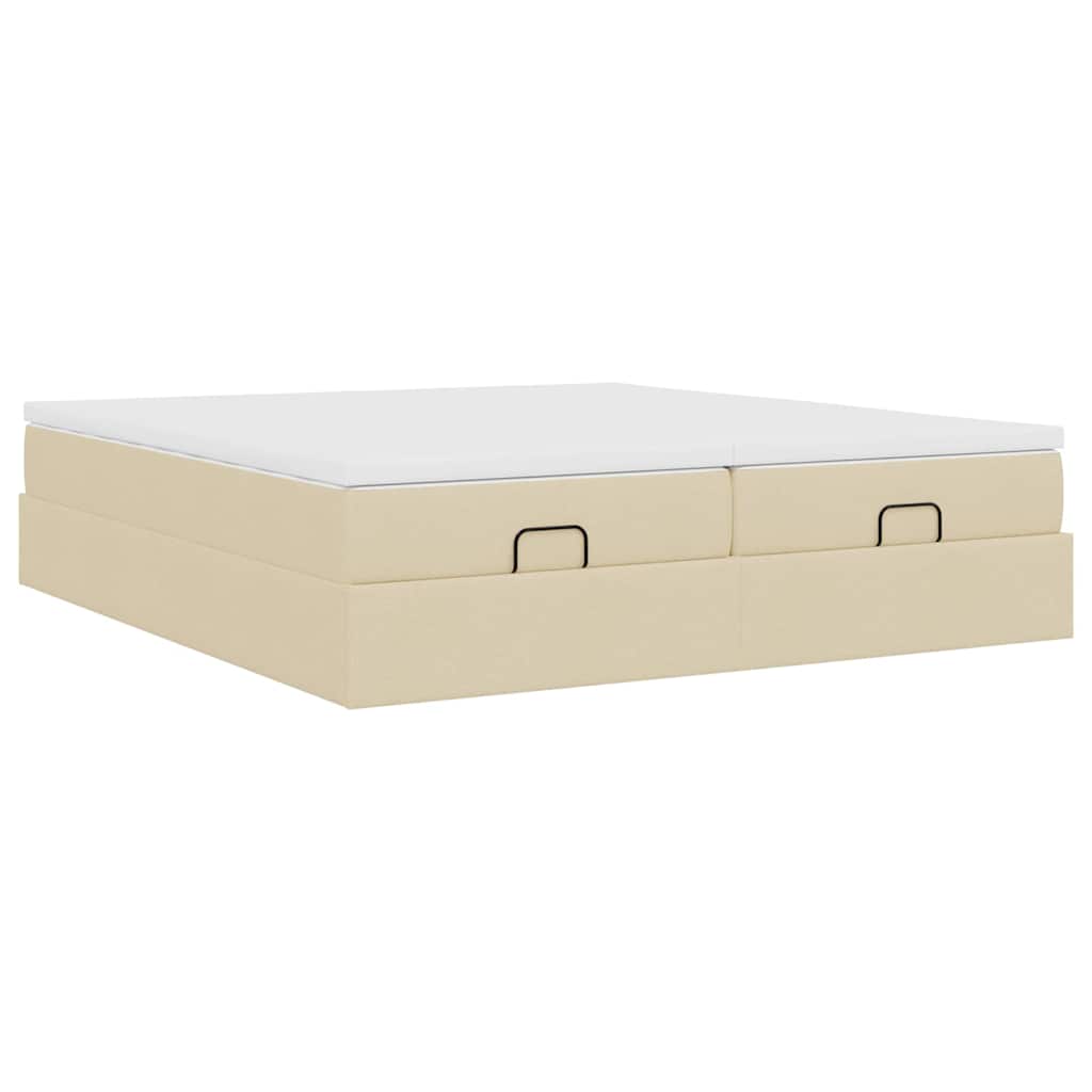 vidaXL Ottoman-Bett mit Matratzen Creme 160x200 cm Stoff