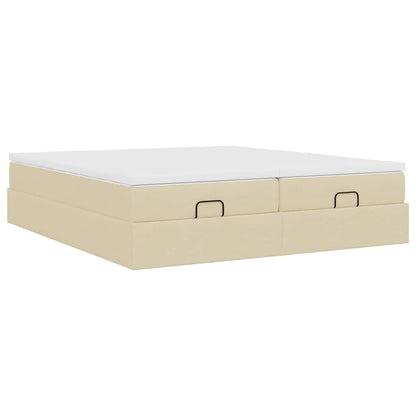 vidaXL Ottoman-Bett mit Matratzen Creme 160x200 cm Stoff