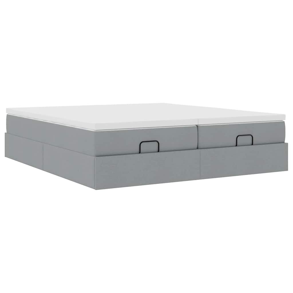 vidaXL Ottoman-Bett mit Matratzen Hellgrau 180x200 cm Stoff