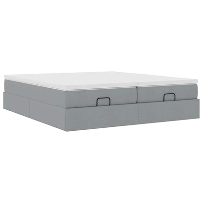 vidaXL Ottoman-Bett mit Matratzen Hellgrau 180x200 cm Stoff