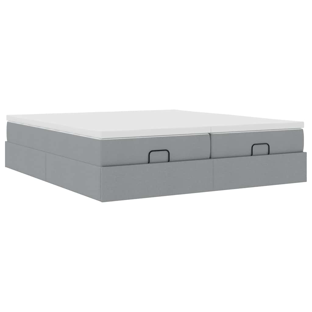 vidaXL Ottoman-Bett mit Matratzen Hellgrau 180x200 cm Stoff