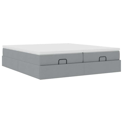 vidaXL Ottoman-Bett mit Matratzen Hellgrau 180x200 cm Stoff
