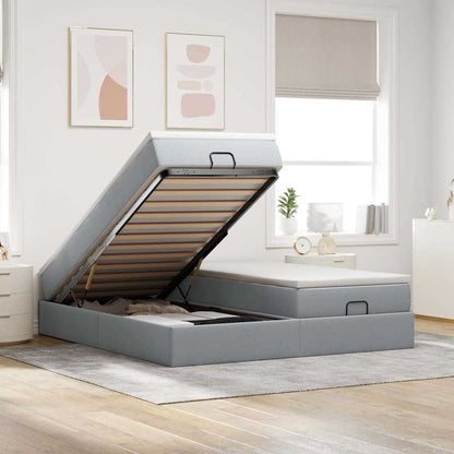 vidaXL Ottoman-Bett mit Matratzen Hellgrau 180x200 cm Stoff