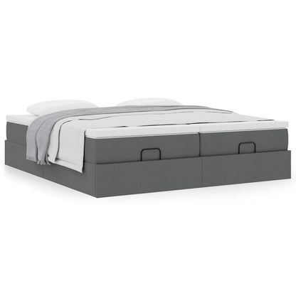 vidaXL Ottoman-Bett mit Matratzen Dunkelgrau 180x200 cm Stoff