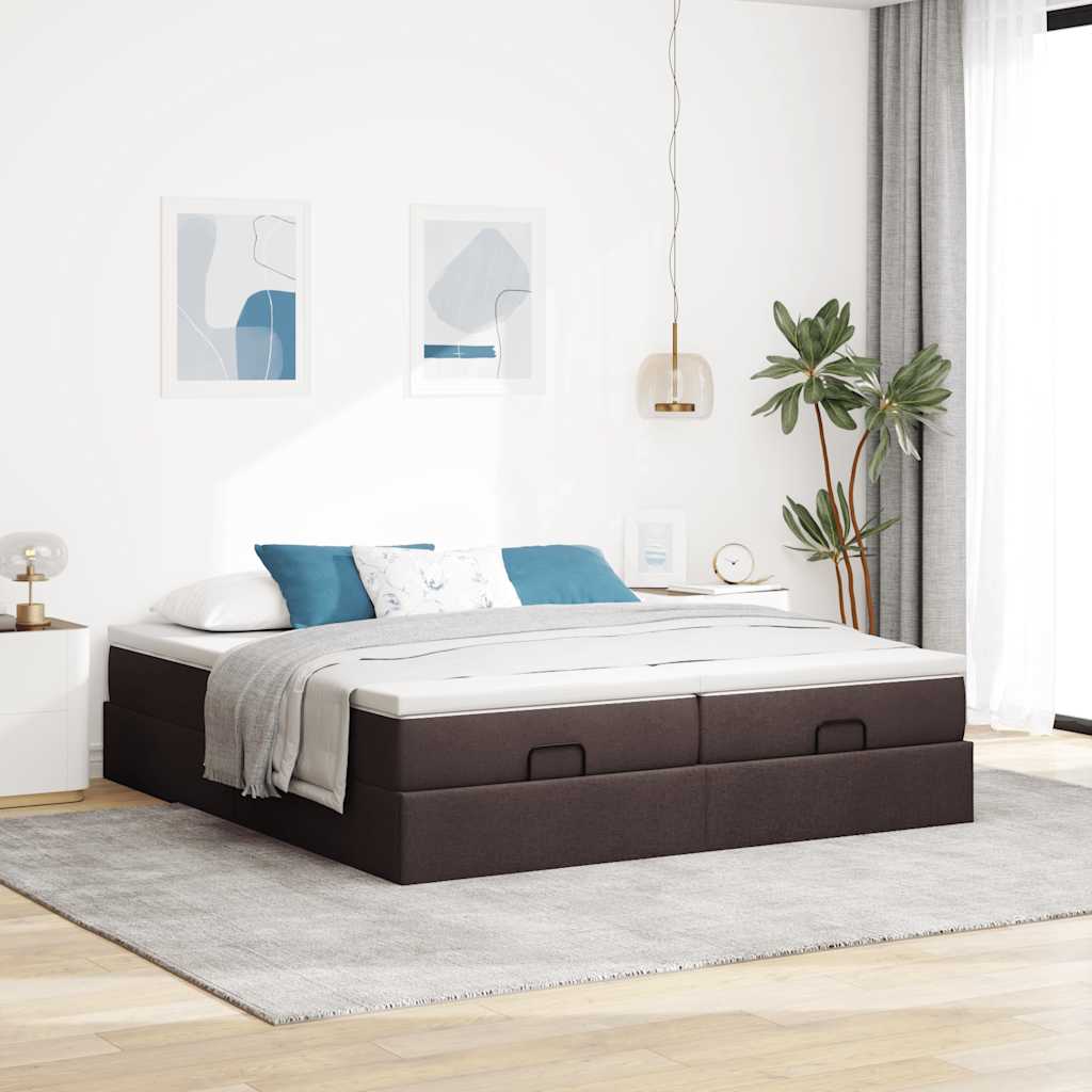 vidaXL Lit ottoman avec matelas Marron foncé 180x200 cm Tissu