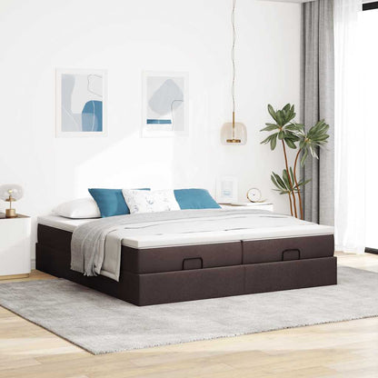 vidaXL Lit ottoman avec matelas Marron foncé 180x200 cm Tissu