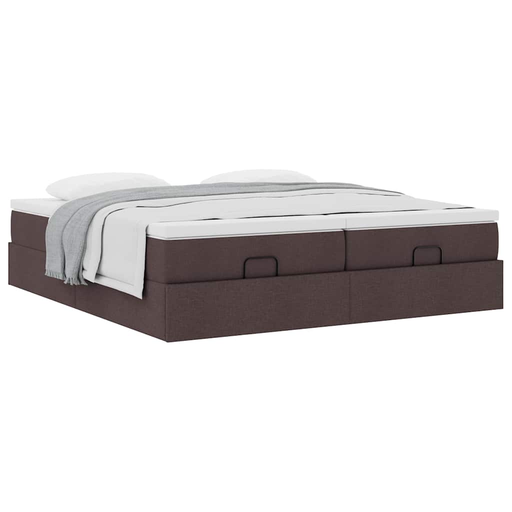 vidaXL Lit ottoman avec matelas Marron foncé 180x200 cm Tissu