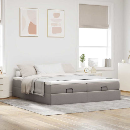 vidaXL Ottoman-Bett mit Matratzen Taupe 180x200 cm Stoff