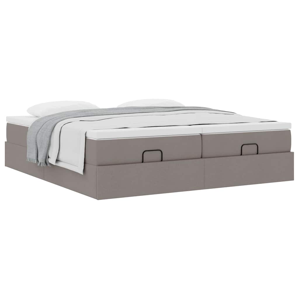 vidaXL Ottoman-Bett mit Matratzen Taupe 180x200 cm Stoff