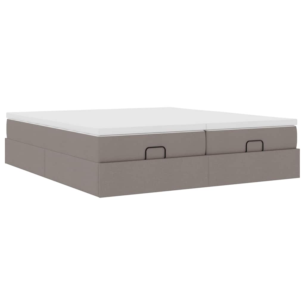 vidaXL Ottoman-Bett mit Matratzen Taupe 180x200 cm Stoff