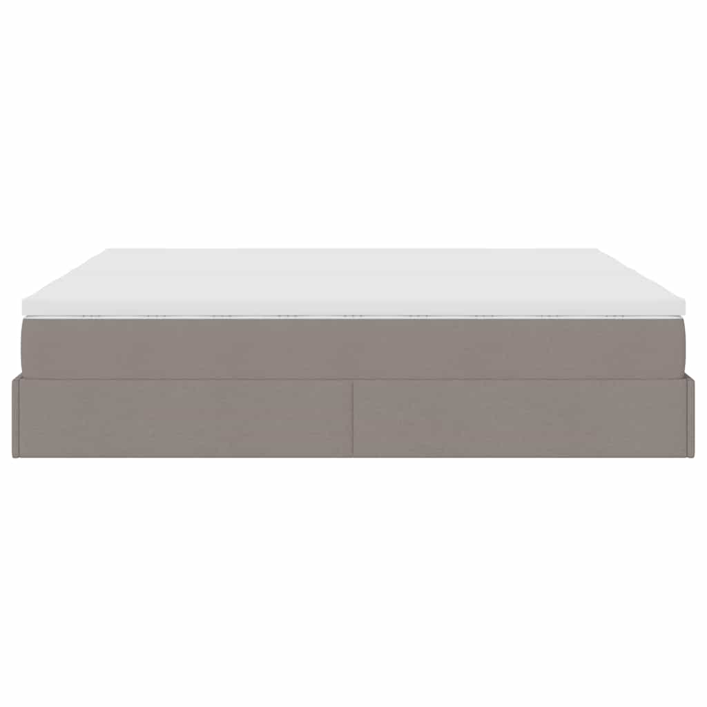 vidaXL Ottoman-Bett mit Matratzen Taupe 180x200 cm Stoff