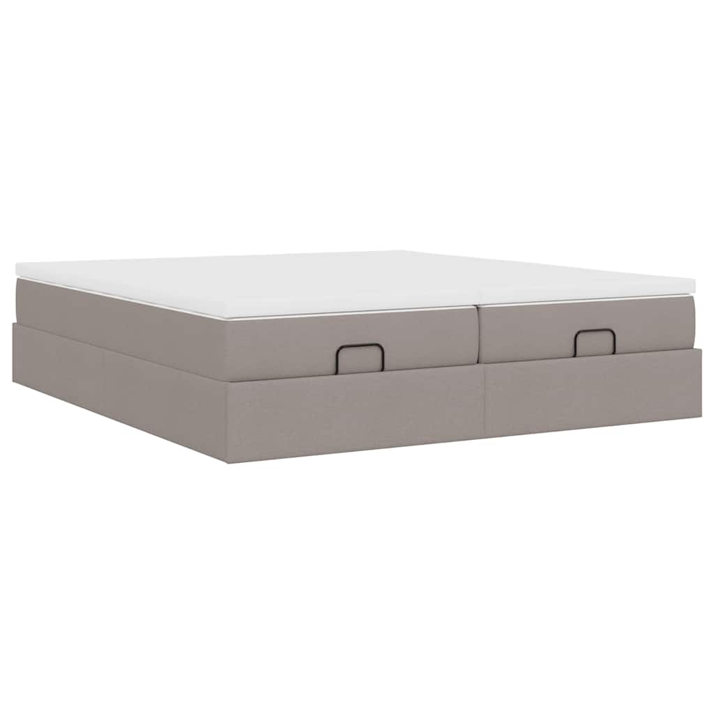 vidaXL Ottoman-Bett mit Matratzen Taupe 180x200 cm Stoff