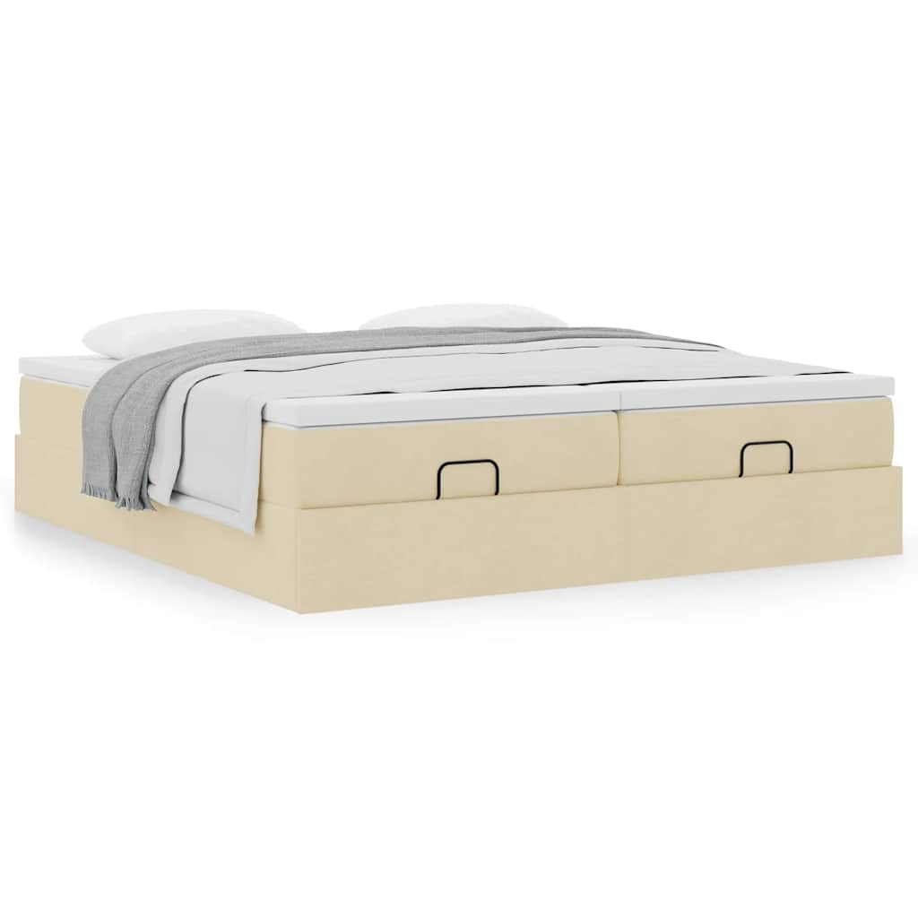 vidaXL Ottoman-Bett mit Matratzen Creme 180x200 cm Stoff