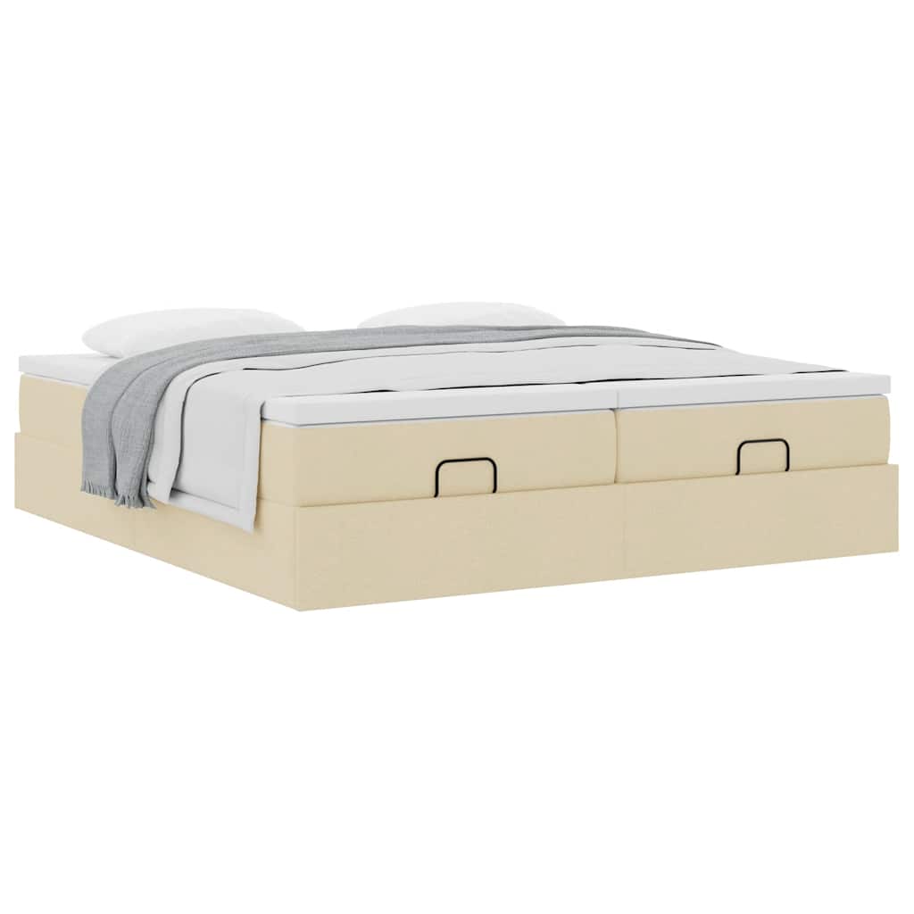 vidaXL Ottoman-Bett mit Matratzen Creme 180x200 cm Stoff
