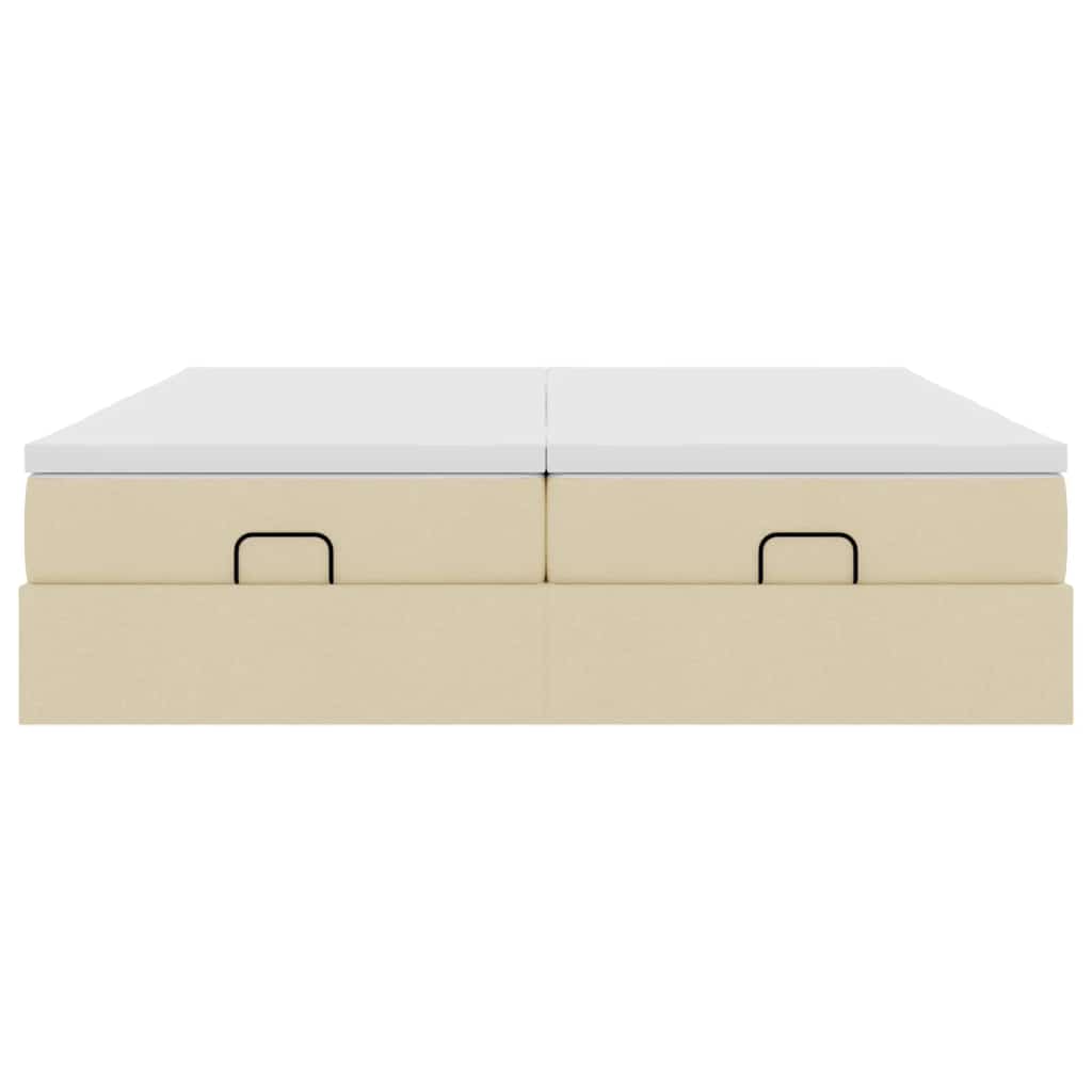 vidaXL Ottoman-Bett mit Matratzen Creme 180x200 cm Stoff