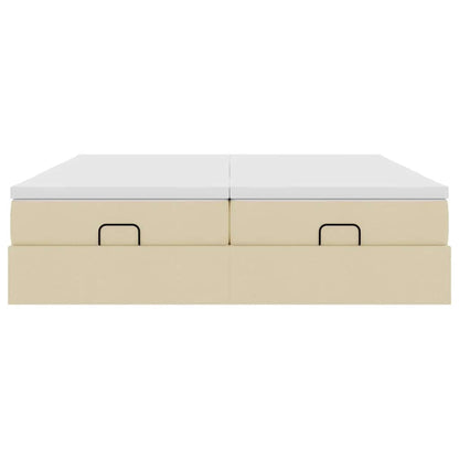 vidaXL Ottoman-Bett mit Matratzen Creme 180x200 cm Stoff