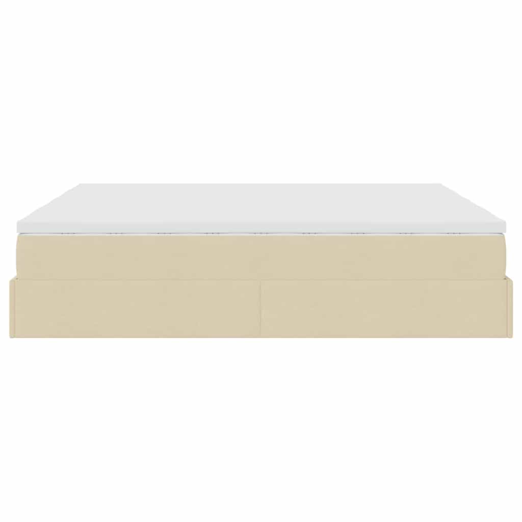 vidaXL Ottoman-Bett mit Matratzen Creme 180x200 cm Stoff