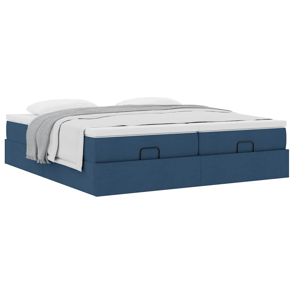 vidaXL Ottoman-Bett mit Matratzen Blau 180x200 cm Stoff