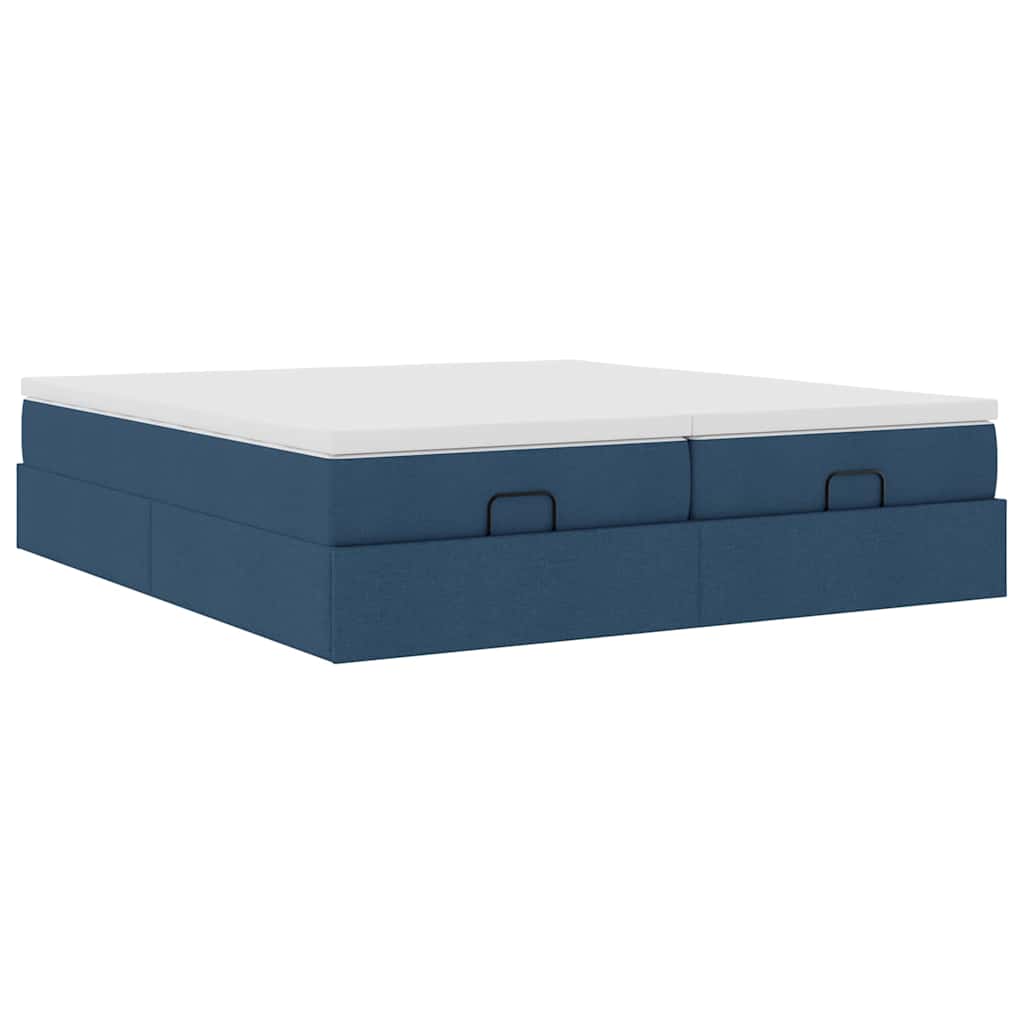 vidaXL Ottoman-Bett mit Matratzen Blau 180x200 cm Stoff
