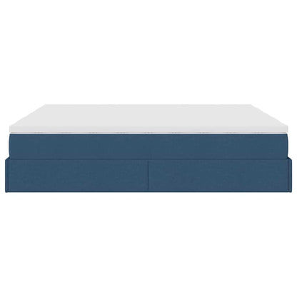 vidaXL Ottoman-Bett mit Matratzen Blau 180x200 cm Stoff