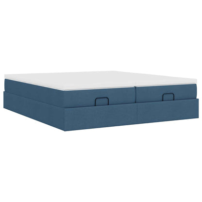 vidaXL Ottoman-Bett mit Matratzen Blau 180x200 cm Stoff