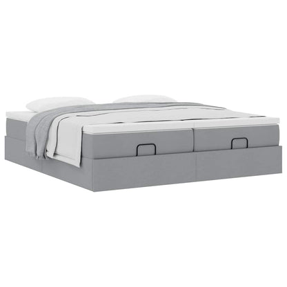 vidaXL Ottoman-Bett mit Matratzen Hellgrau 200x200 cm Stoff