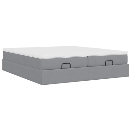 vidaXL Ottoman-Bett mit Matratzen Hellgrau 200x200 cm Stoff