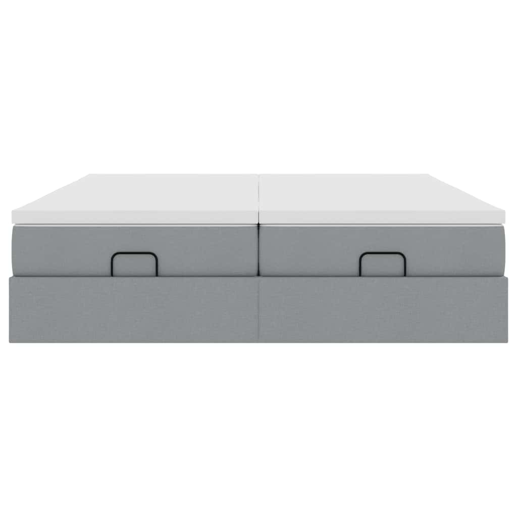 vidaXL Ottoman-Bett mit Matratzen Hellgrau 200x200 cm Stoff