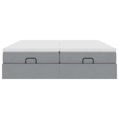 vidaXL Ottoman-Bett mit Matratzen Hellgrau 200x200 cm Stoff