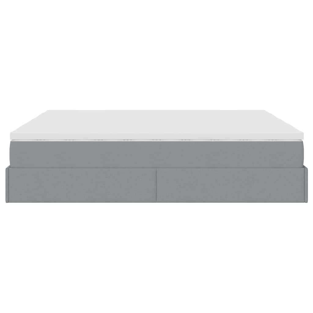 vidaXL Ottoman-Bett mit Matratzen Hellgrau 200x200 cm Stoff