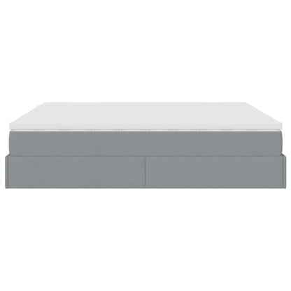 vidaXL Ottoman-Bett mit Matratzen Hellgrau 200x200 cm Stoff