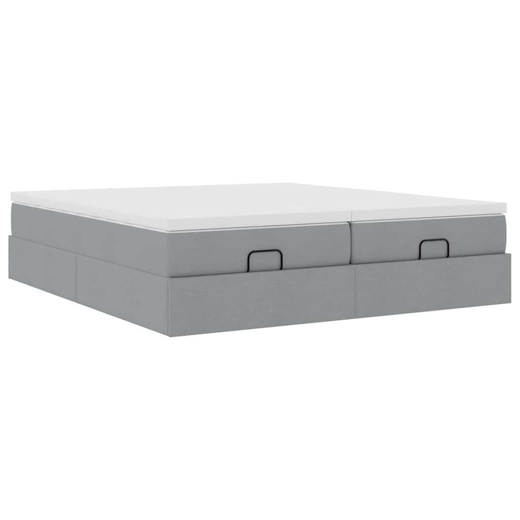 vidaXL Ottoman-Bett mit Matratzen Hellgrau 200x200 cm Stoff