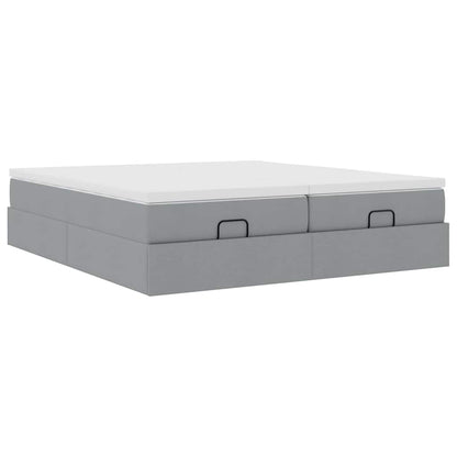 vidaXL Ottoman-Bett mit Matratzen Hellgrau 200x200 cm Stoff