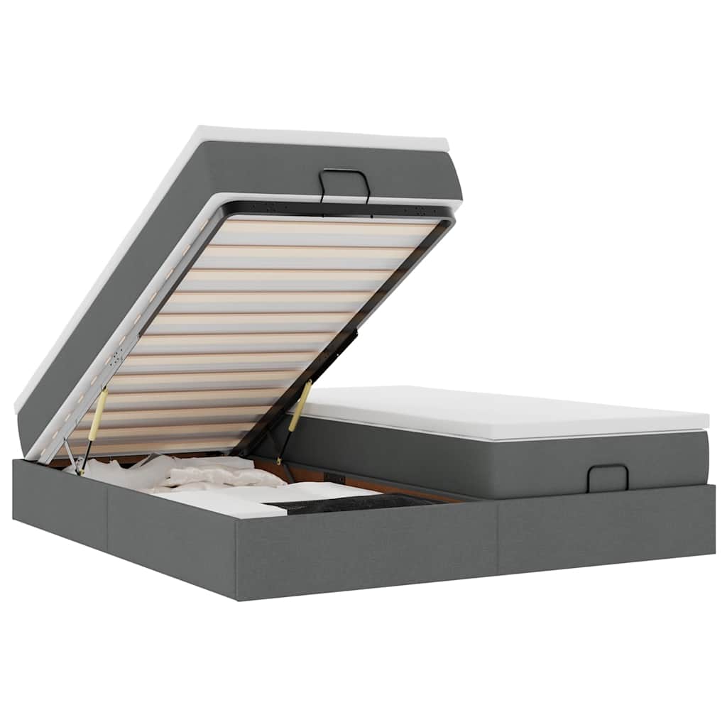 Ottoman-Bett mit Matratzen Dunkelgrau 200x200 cm Stoff