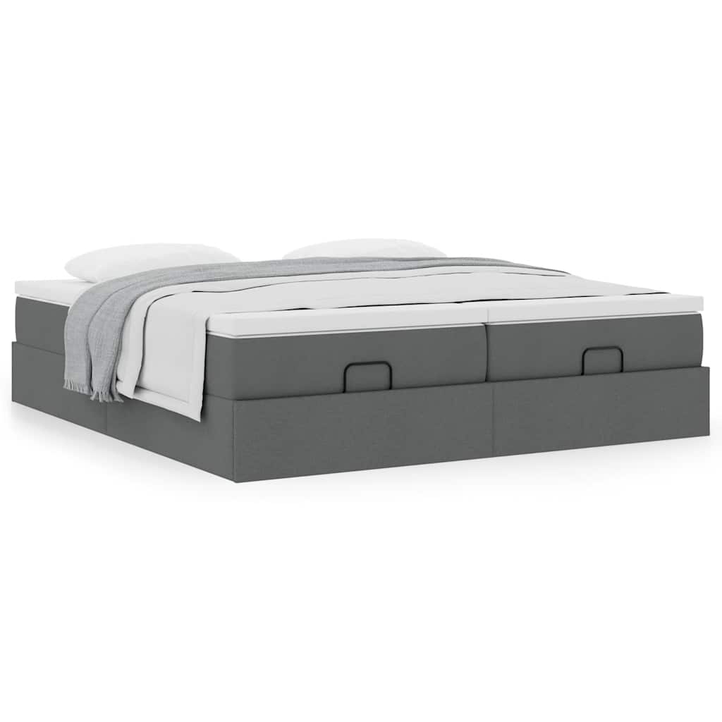 vidaXL Ottoman-Bett mit Matratzen Dunkelgrau 200x200 cm Stoff