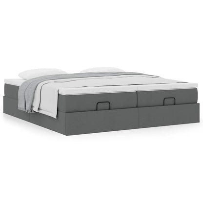 vidaXL Ottoman-Bett mit Matratzen Dunkelgrau 200x200 cm Stoff