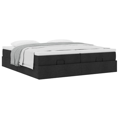 vidaXL Ottoman-Bett mit Matratzen Schwarz 200x200 cm Stoff