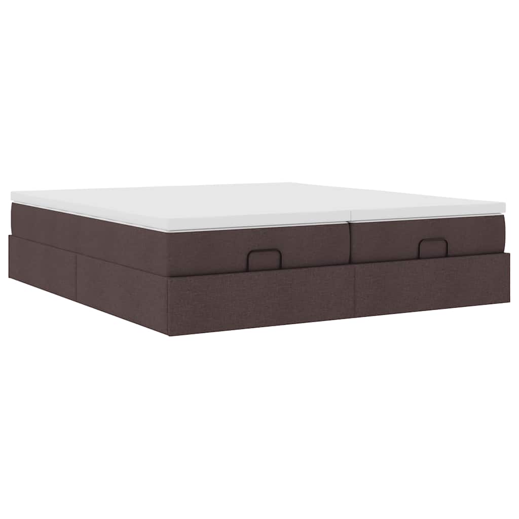 vidaXL Ottoman-Bett mit Matratzen Dunkelbraun 200x200 cm Stoff