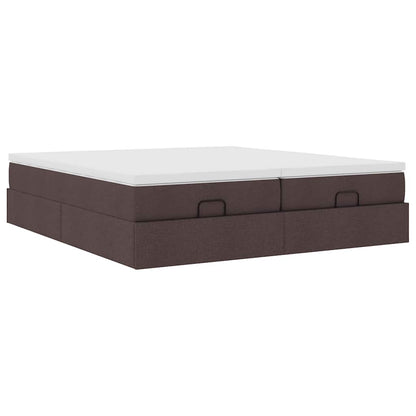 vidaXL Ottoman-Bett mit Matratzen Dunkelbraun 200x200 cm Stoff