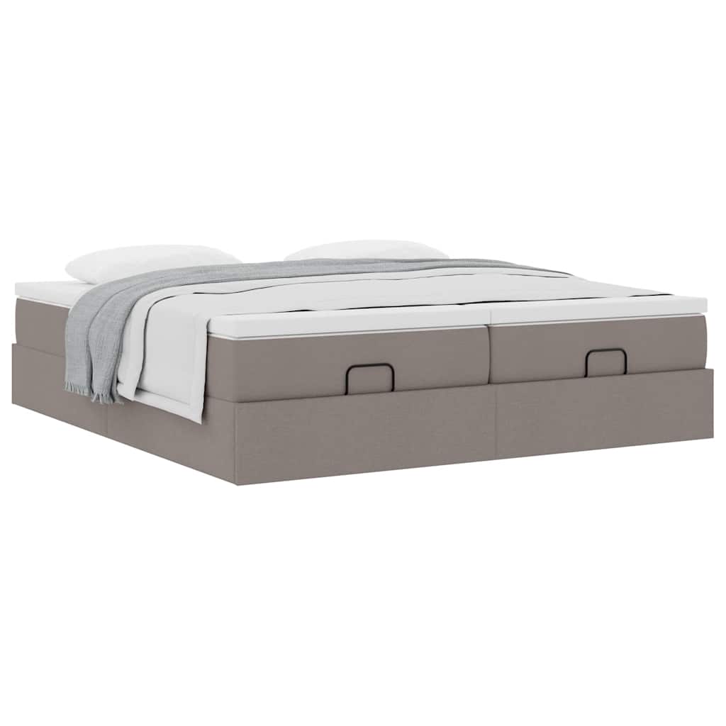 vidaXL Ottoman-Bett mit Matratzen Taupe 200x200 cm Stoff