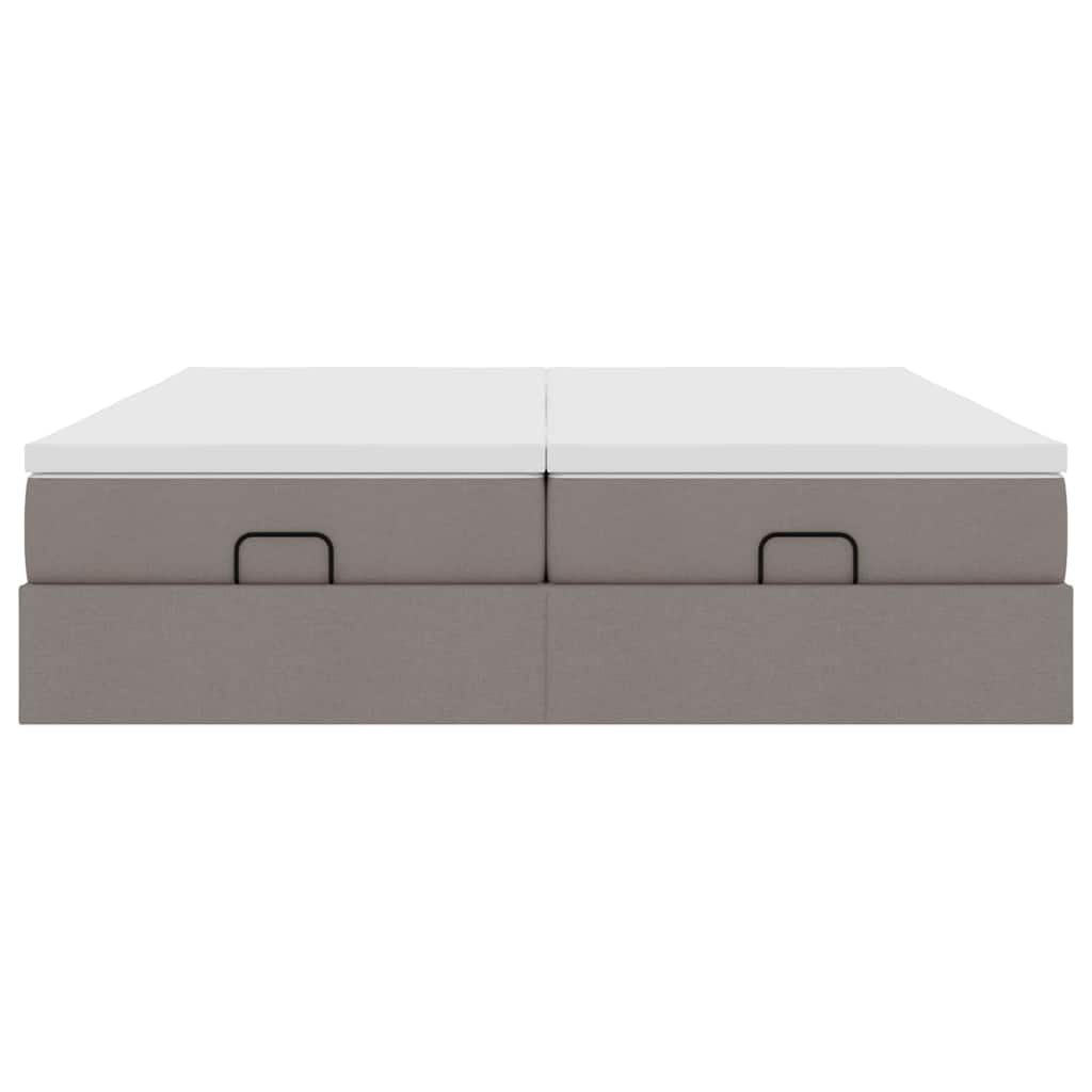 vidaXL Ottoman-Bett mit Matratzen Taupe 200x200 cm Stoff