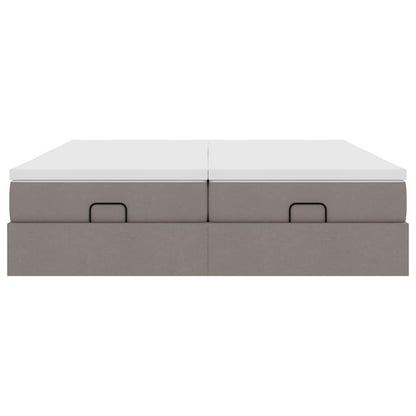 vidaXL Ottoman-Bett mit Matratzen Taupe 200x200 cm Stoff
